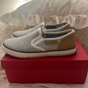 Tommy Bahama aesthetic striped slip ons